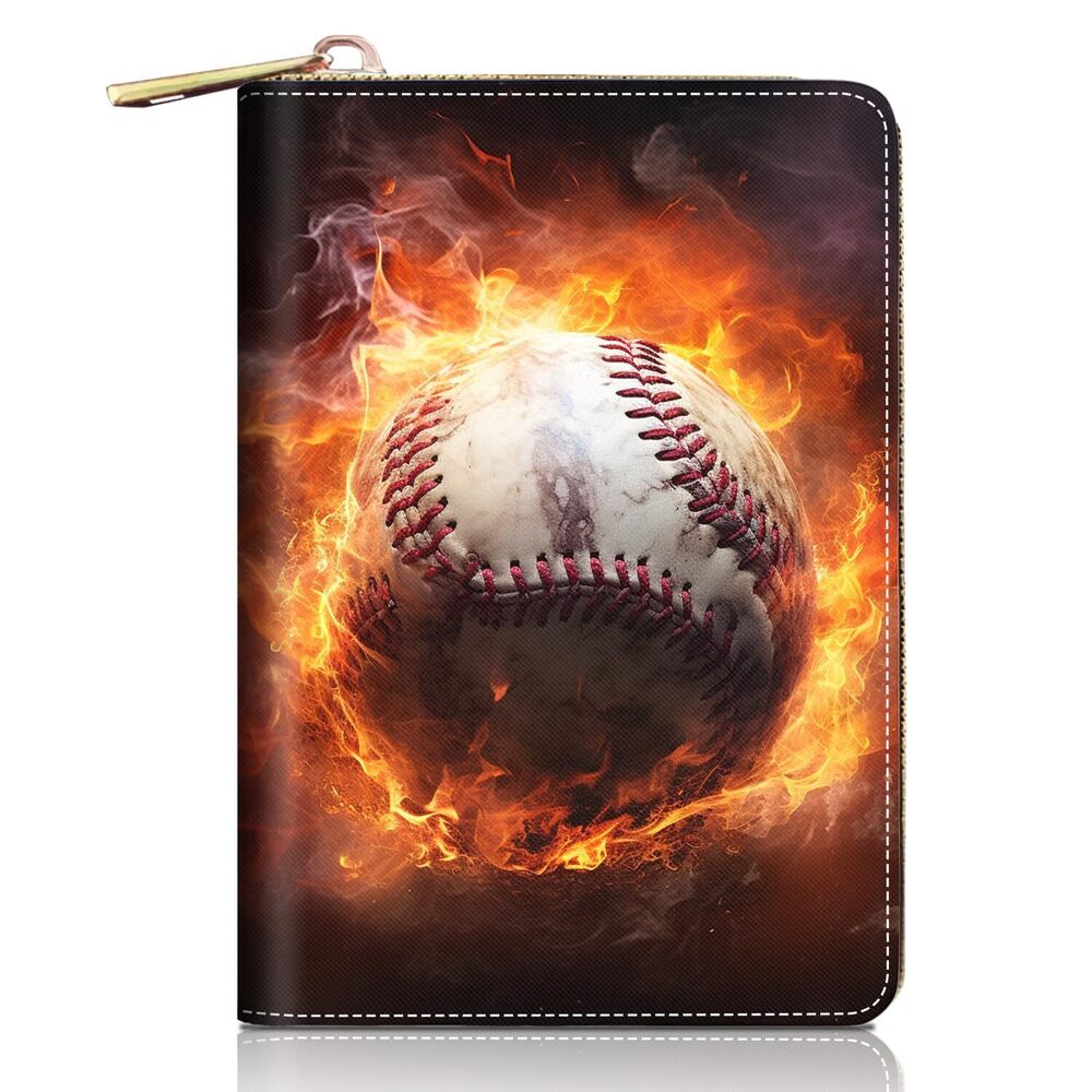 2766 Credit Card Holder Wallets , Burning Baseball Design RFID Blocking